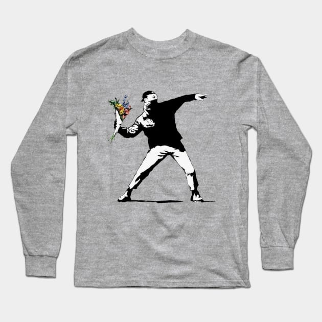 Banksy Flowers Long Sleeve T-Shirt by Closeddoor